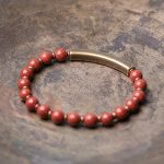 Buddha Stones Red Jasper Moss Agate Black Obsidian Crystal Copper Peace Couple Bracelet Bracelet BS 11