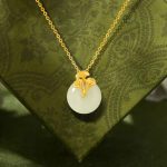 Buddha Stones 925 Sterling Silver Hetian Jade Ginkgo Leaves Prosperity Necklace Pendant Necklaces & Pendants BS 3