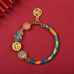 Buddha Stones Tibetan Gourd Fortune Happiness Lion Wealth Luck Bracelet Bracelet BS Blue