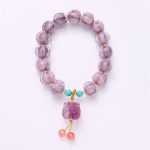 Buddha Stones Liuli Glass Bead Lotus Design Fluorite Ivory Fruit Dancing Lion Charm Enlightenment Bracelet Bracelet BS 4