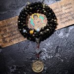 Buddha Stones 108 Mala Beads Gold Sheen Obsidian Tiger Eye Eagle's Eye Stone Wealth Bracelet Mala Bracelet BS 6mm Nine Palaces Bagua