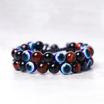 Buddha Stones Evil Eye Hematite Tiger Eye Protection Beaded Bracelet Bracelet BS Red Tiger Eye&Evil Eye