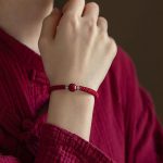 Buddha Stones 925 Sterling Silver Natural Cinnabar Bead Calm Handmade Braided String Bracelet Bracelet BS 6