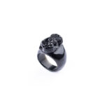 Buddha Stones FengShui PiXiu Black Obsidian Strength Ring Ring BS 6