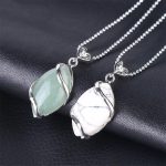 Buddha Stones Marquise Pattern Natural Crystal Stone Charm Necklace Pendant Necklaces & Pendants BS 30