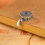 Buddha Stones 990 Sterling Silver Tibetan Om Mani Padme Hum Lotus Love Projection Necklace Pendant Necklaces & Pendants BS 5