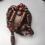 Buddha Stones Nine-Eye Dzi Bead Red Agate Wealth Health Necklace Necklace BS 3
