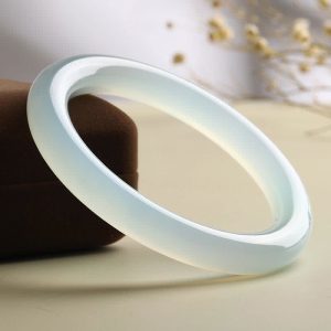 Buddha Stones Natural Aquamarine Blessing Serenity Bangle Bracelet Bracelet Bangle BS 61-62mm