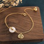 Buddha Stones White Jade Double Happiness Fortune Bracelet Bracelet BS White Jade