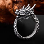 Buddha Stones 990 Sterling Silver Vintage Dragon Design Luck Protection Strength Adjustable Ring Ring BS 2