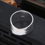 Buddha Stones Tibetan 990 Sterling Silver Handmade Rustic Hammered Pattern Ring Ring BS 2