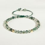 Buddha Stones Moss Agate Lucky Balance Bracelet Bracelet BS 4mm Moss Agate&Golden Beads(Wrist Circumference 14-19cm)
