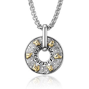 Buddha Stones Tibetan Om Mani Padme Hum Peace Buckle Creativity Necklace Pendant Necklaces & Pendants BS Golden Om Mani Padme Hum