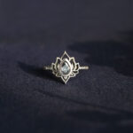 Buddha Stones Sterling Silver Lotus Zircon Blessing Protection Ring Ring BS 7
