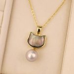 Buddha Stones Natural Pearl Copper Cat Healing Necklace Pendant Earrings Bracelet Necklaces & Pendants BS Black-Necklace(Necklace Length: 40cm)