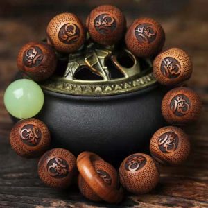 Buddha Stones Tibetan Rosewood Engraving Tiger Protection Bracelet Bracelet BS 20mm*11