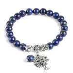 Buddha Stones Natural Gemstone Tree of Life Lucky Charm Stretch Bracelet Bracelet BS Lazurite