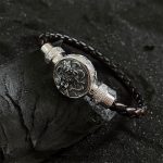 Buddha Stones Tibetan 925 Sterling Silver Zakiram Goddess of Wealth Blessing Protection Bracelet Bracelet BS Leather Cord-Silver(Wrist Circumference 20cm)