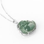 Buddha Stones 925 Sterling Silver Laughing Buddha Natural Jade Luck Prosperity Necklace Chain Pendant Necklaces & Pendants BS 2