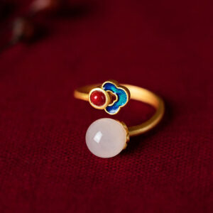 White Jade Auspicious Cloud Blessing Luck Ring Rings BS White Jade