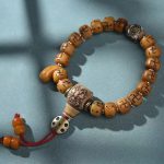 Buddha Stones Natural Tibetan Camel Bone Swastika Dzi Bead Shankha Buddha Charm Kirtimukha Luck Protection Tassel Bracelet Bracelet BS Camel Bone&Tibetan Kirtimukha(Wrist Circumference 15-16cm)