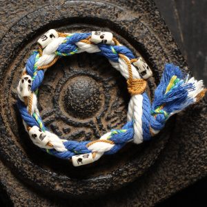Buddha Stones Tibetan Zakiram Goddess of Wealth Bead Engraved Handmade Luck Bracelet Bracelet BS 19cm