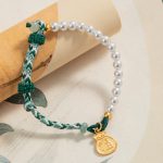 Buddha Stones 925 Sterling Silver Fu Character Lucky Bag Pearl Hetian Jade Wisdom Rope Bracelet 2
