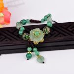 Buddha Stones Natural Green Jade Luck Dangling Flower Bracelet Bracelet BS Flower Spin