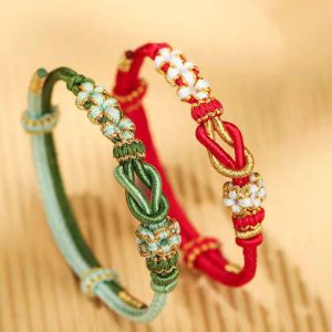 Buddha Stones Handmade Peach Blossom Knot Eight Thread Peace Knot Luck Protection Bracelet Bracelet BS main