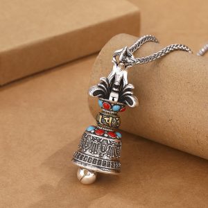 Buddha Stones Tibetan Om Mani Padme Hum Dorje Vajra Bell Strength Necklace Pendant Necklaces & Pendants BS Dorje/Vajra(Enlightenment♥Spiritual Power)