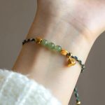 Buddha Stones Handcrafted Hetian Jade Lotus Charm Luck Braided Bracelet Bracelet BS 2