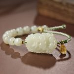 Buddha Stones 925 Sterling Silver Chinese Zodiac Hetian Jade Happiness Luck String Bracelet Bracelet BS 2