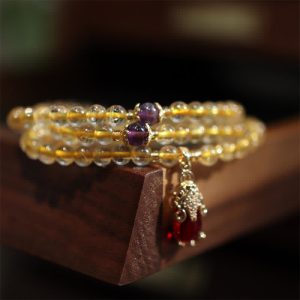 Buddha Stones Citrine Amethyst PiXiu Prosperity Happiness Protection Bracelet Bracelet BS Citrine(Happiness♥Prosperity)