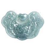 Buddha Stones Natural Jade Peony Flower Lock of Good Wishes Prosperity Necklace Pendant Necklaces & Pendants BS 11