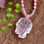 Buddha Stones Natural Pink Crystal Nine Tailed Fox Love Necklace Pendant Necklaces & Pendants BS 3