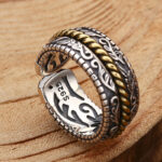 Buddha Stones 925 Sterling Silver Tang Dynasty Flower Design Luck Adjustable Ring Ring BS 4