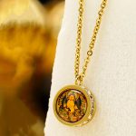 Buddha Stones Tibetan Yellow God Of Wealth Green Tara Buddha Serenity Titanium Steel Necklace Pendant Necklaces & Pendants BS 4