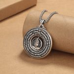 Buddha Stones Heart Sutra Buddha Carved Peace Buckle Design Serenity Rotatable Necklace Pendant Necklaces & Pendants BS 1