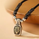 Buddha Stones Tibetan 925 Sterling Silver Zakiram Goddess of Wealth Protection Rope Necklace Pendant Necklaces & Pendants BS 7