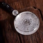 Buddha Stones Taoism Five Sacred Mountains Yin Yang Symbol Liuli Crystal Balance Necklace Pendant Key Chain Necklaces & Pendants BS 3