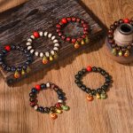 Buddha Stones Gold Swallowing Beast Family Colorful Cinnabar Bead Bracelet Bracelet BS 5