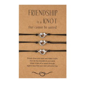Buddha Stones Friendship Best Friend Gift String Bracelet Bracelet BS Silver 3Pcs