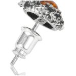 Buddha Stones 925 Sterling Silver Natural Amber Dragon Success Protection Stud Earring Earrings BS 9