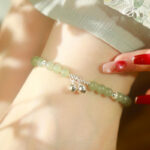 Buddha Stones 925 Sterling Silver Natural Hetian Jade Prosperity Bell Charm Anklet Anklet BS 4