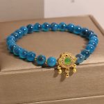 Buddha Stones Blue Candy Agate Chinese Lock Charm Healing Bracelet Bracelet BS 3