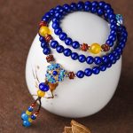 Buddha Stones Lazurite Yellow Agate Positive Bracelet Mala Bracelet BS 5