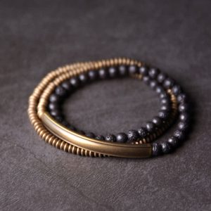 Buddha Stones Vintage Lava Rock Copper Support Bracelet Bracelet BS 18cm