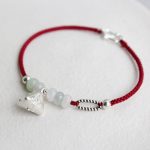 Buddha Stones 925 Sterling Silver Jade Red String Zongzi Charm Abundance Bracelet 1