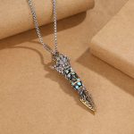 Buddha Stones Tibet Om Mani Padme Hum Dzi Bead Dorje Vajra Pattern Wealth Rotatable Necklace Pendant Necklaces & Pendants BS 2