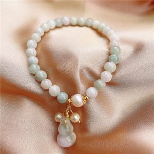Buddha Stones Jade Gourd Blessing Protection Charm Bracelet Bracelet BS Jade